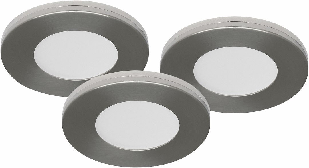 3er Set LED Spots Möbelleuchten dimmbar silber 57mm ultra slim MD-305 – Einbaustrahler IP21, dimmbar, 57mm