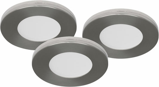 3er Set LED Spots Möbelleuchten dimmbar silber 57mm ultra slim MD-305 – Einbaustrahler IP21, dimmbar, 57mm