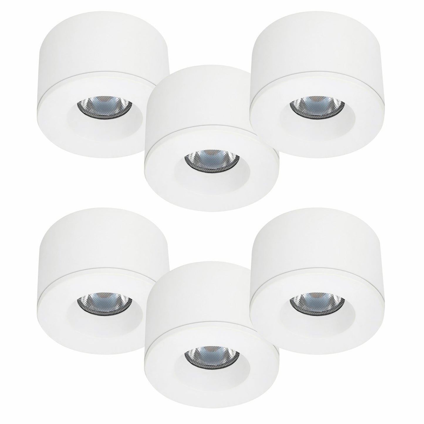 6er Set LED Spots Einbau & Aufbau dimmbar weiß IP44 55mm MD-31 – Einbaustrahler IP44, dimmbar, 55mm