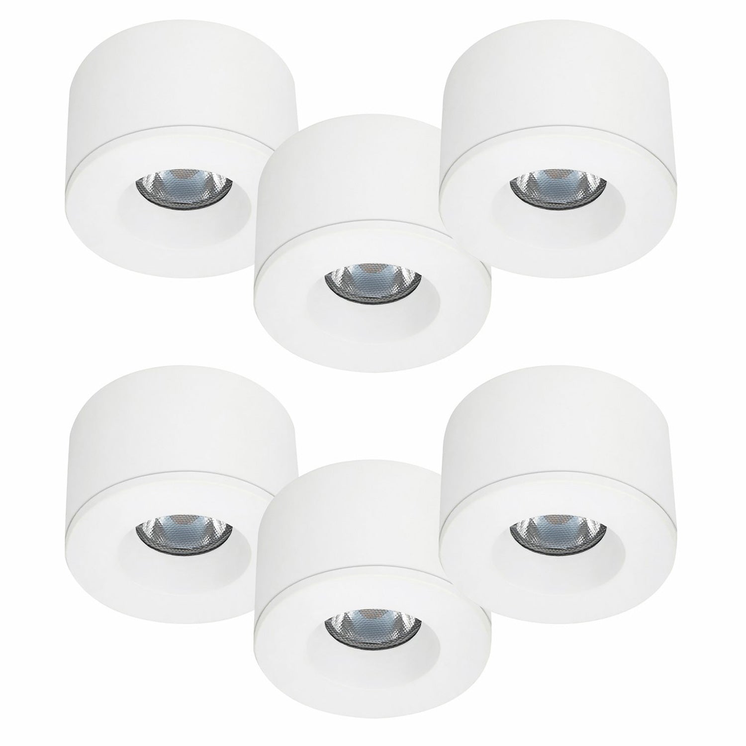 6er Set LED Spots Einbau & Aufbau dimmbar weiß IP44 55mm MD-31 – Einbaustrahler IP44, dimmbar, 55mm