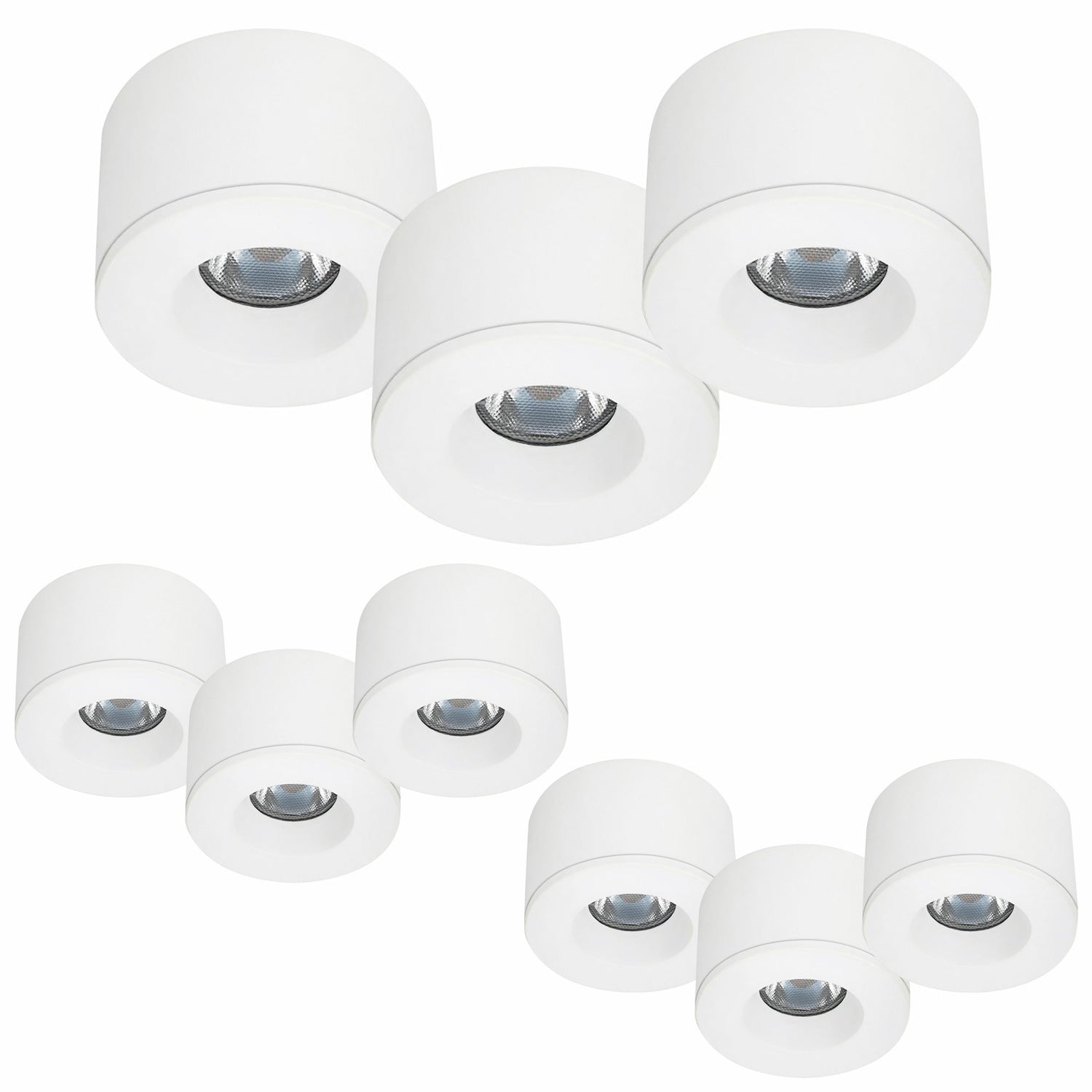 9er Set LED Spots Einbau & Aufbau dimmbar weiß IP44 55mm MD-31 – Einbaustrahler IP44, dimmbar, 55mm