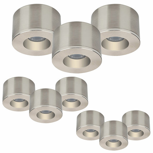 9er Set LED Spots Einbau & Aufbau dimmbar Alu IP44 55mm MD-31 – Einbaustrahler IP44, dimmbar, 55mm