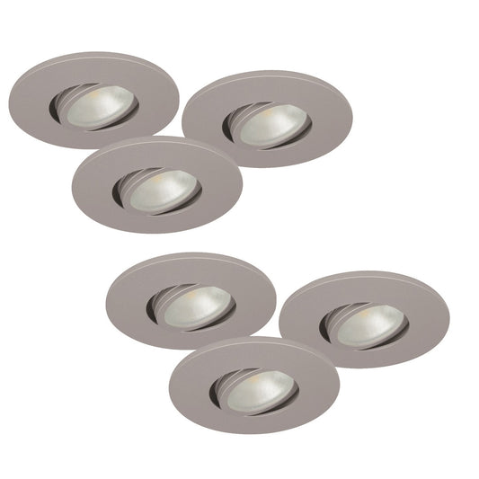 6er Set LED Spots dimmbar silber matt schwenkbar IP44 MD-350 – Einbaustrahler IP44, schwenkbar, dimmbar, 41mm