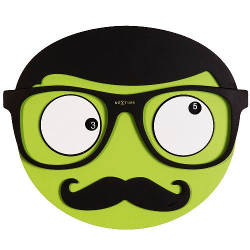 Wanduhr grün Mr. Mustache Kinderuhr