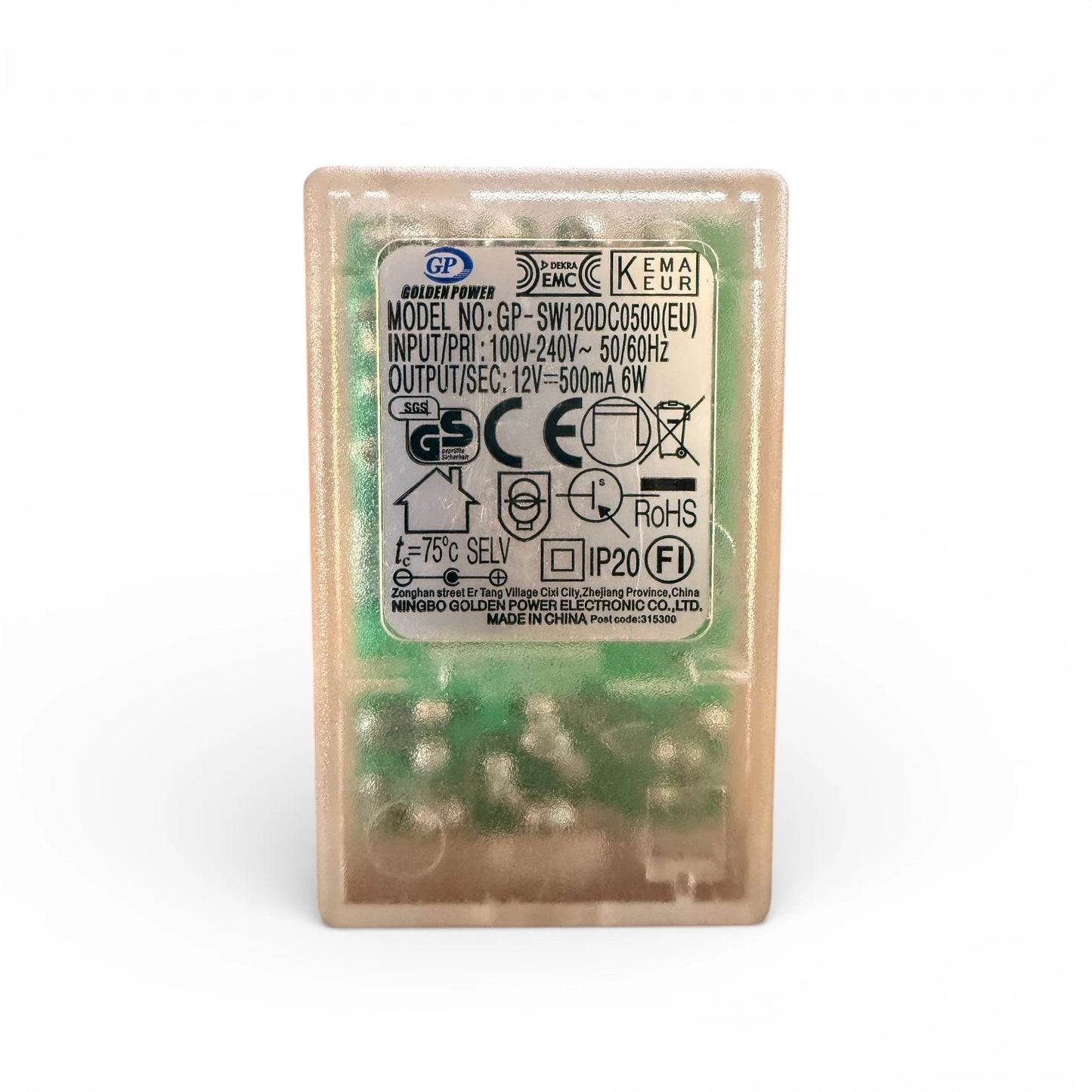 Original NINGBO GOLDEN POWER GP-SW120DC0500(EU) – 12V 500mA 6W LED Netzteil