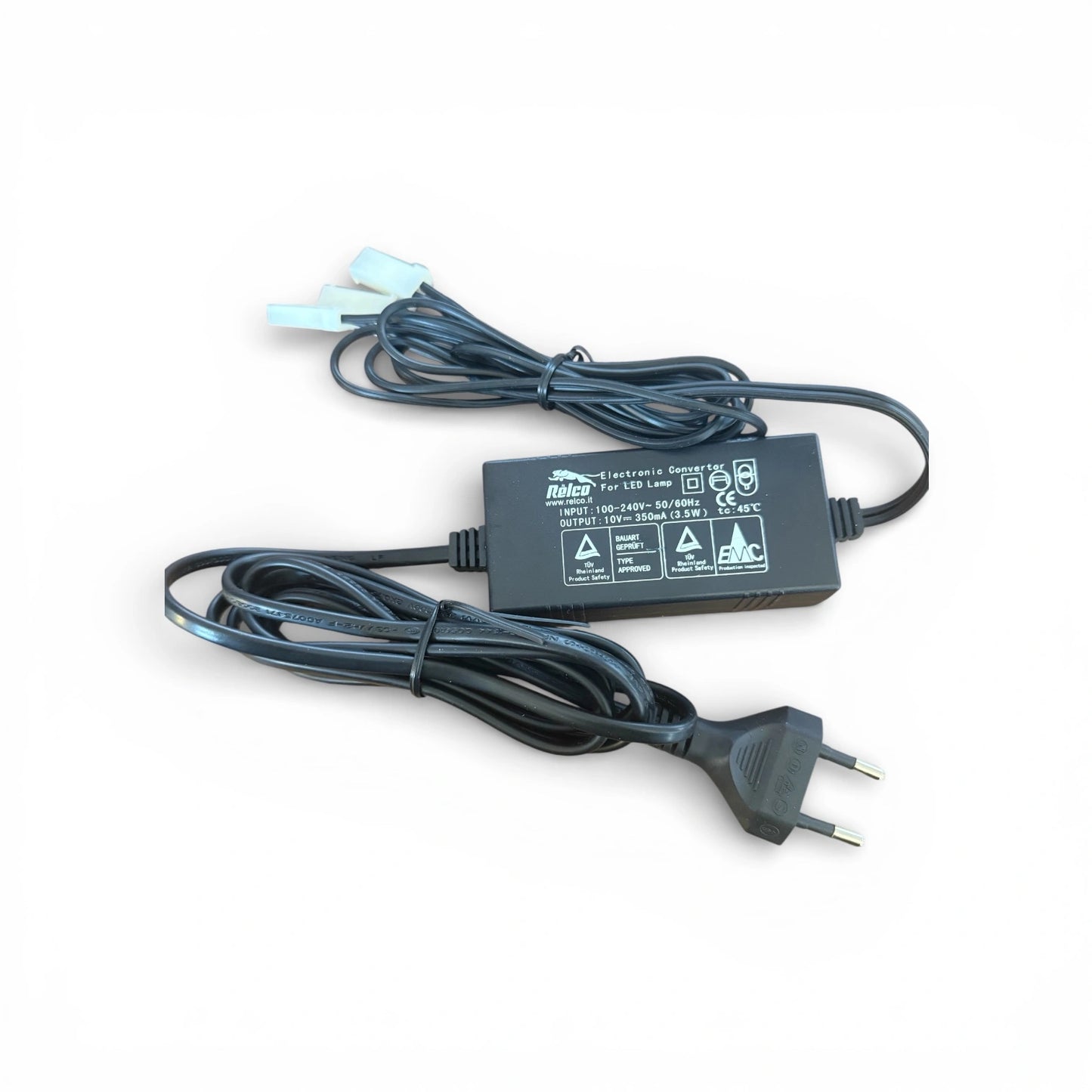Relco LED Desktop Trafo 10V DC 350mA 3,5W mit Eurostecker und AMP Anschluss