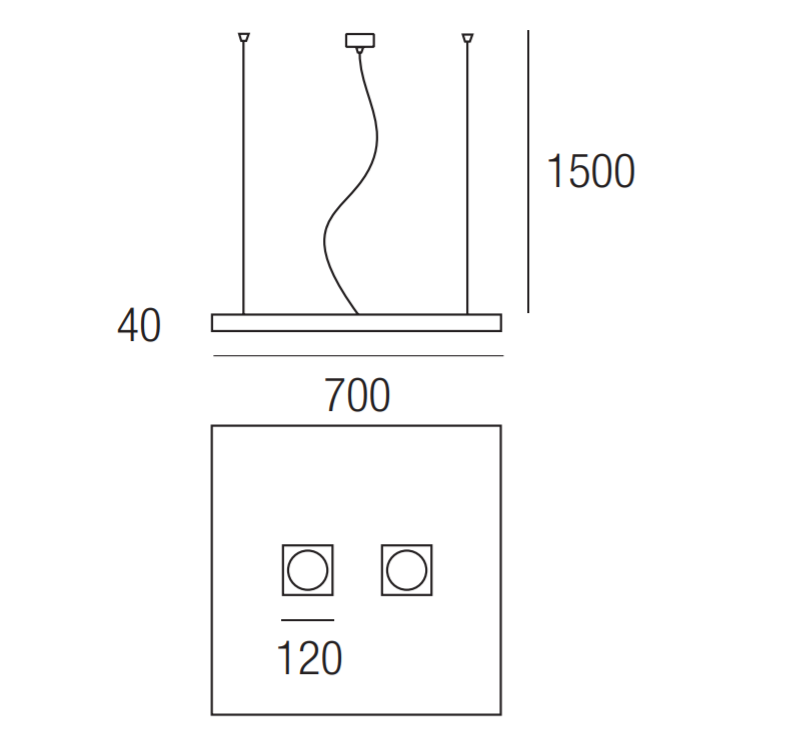 ZENO Q2 Büro-Hängelampe quadratisch weiß Lichtauslass oben und unten