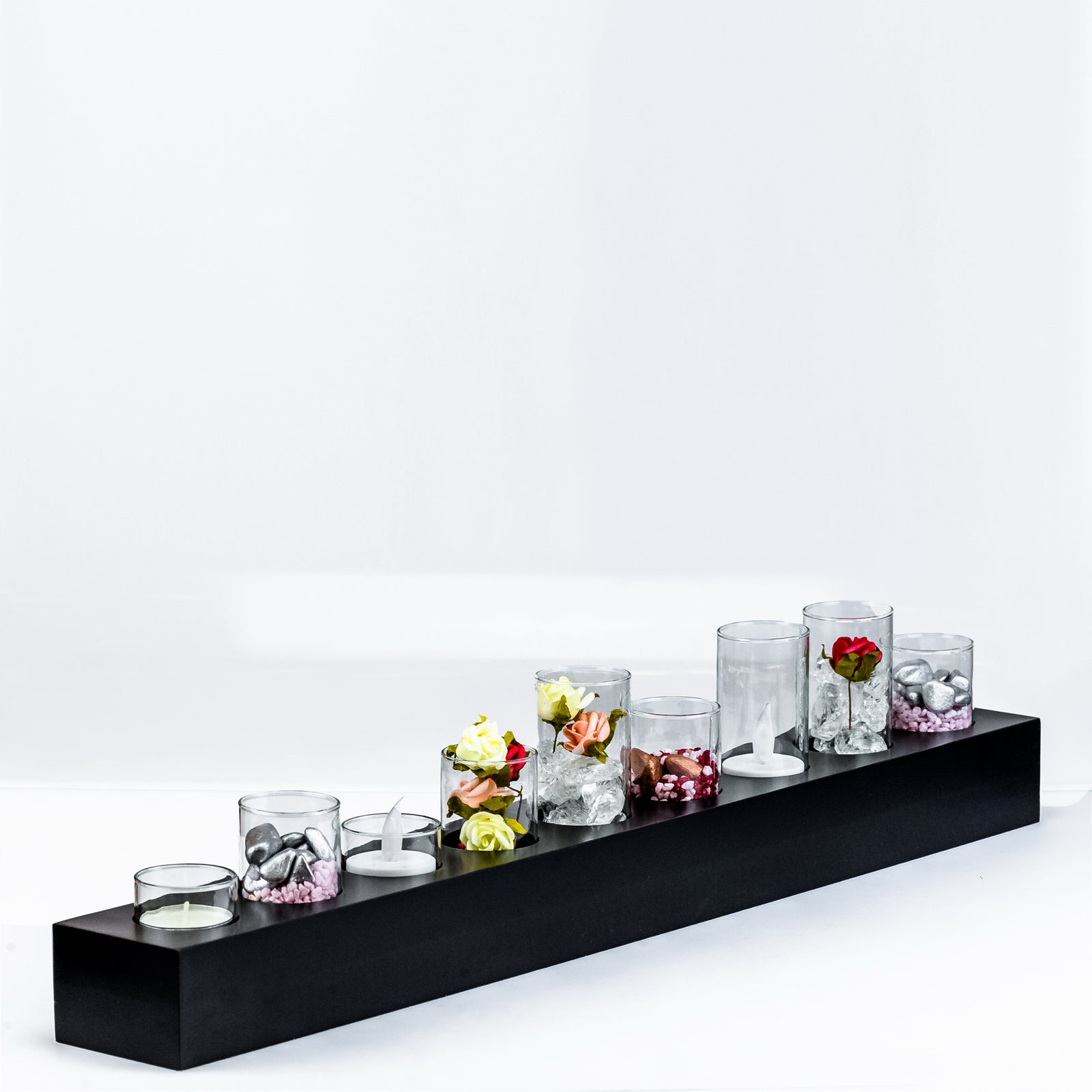 Endless Light Kerzenleiste für Teelichter – Windlicht / Teelichthalter / Teelichtglas – stilvolles Wohnaccessoire & Dekoartik