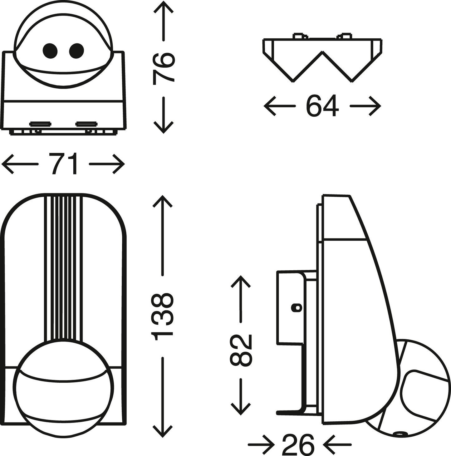 Bewegungsmelder für Eckmontage silber Reichweite 12m 180° IP44