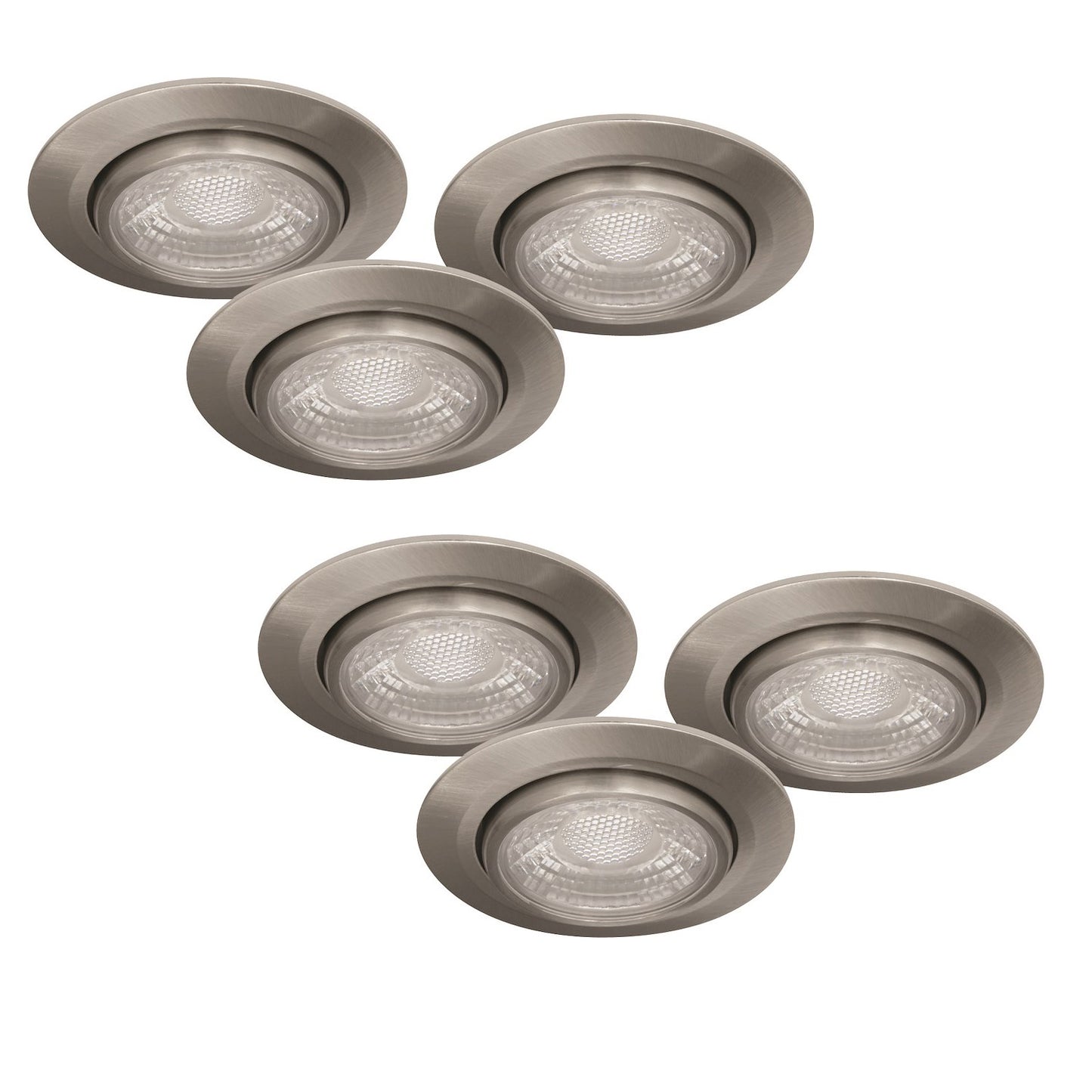 6er Set LED Einbaustrahler dimmbar schwenkbar silber IP44 MD-13 – Einbaustrahler IP44, schwenkbar, dimmbar