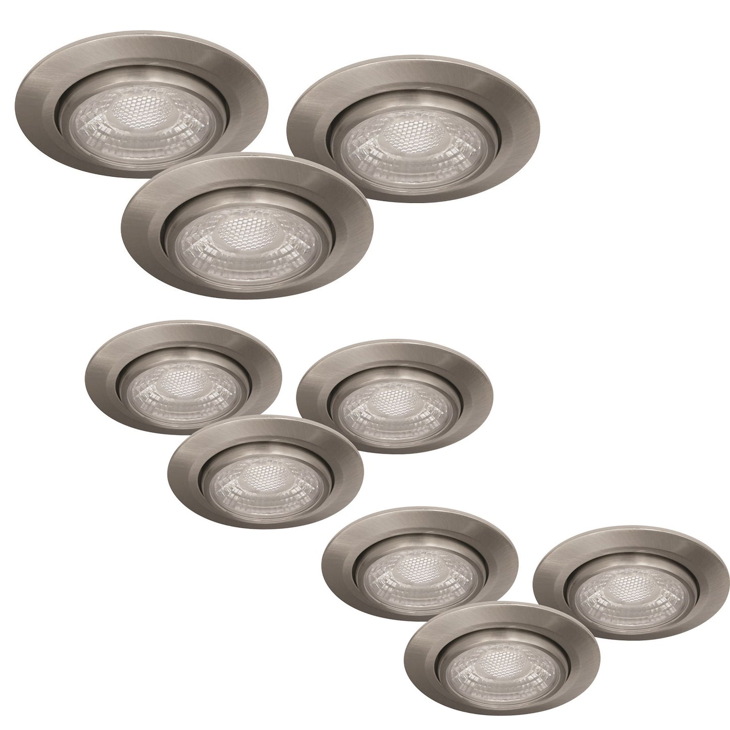 9er Set LED Einbaustrahler dimmbar schwenkbar silber IP44 MD-13 – Einbaustrahler IP44, schwenkbar, dimmbar