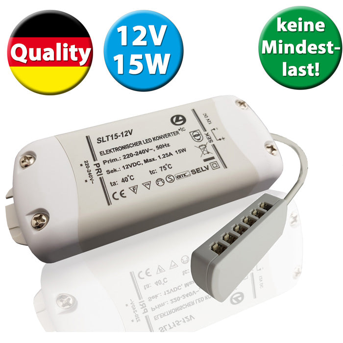 LED Trafo 15W, 12V DC, inkl. 6-fach Verteiler, LED Konverter 220-240V – LED-Treiber 24V 12V