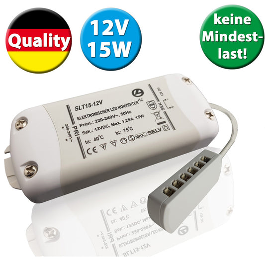 LED Trafo 15W, 12V DC, inkl. 6-fach Verteiler, LED Konverter 220-240V – LED-Treiber 24V 12V