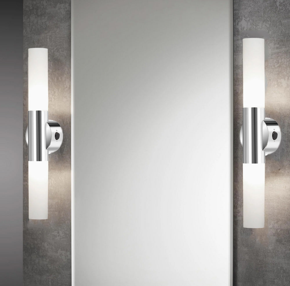 Spiegelleuchte mit Schalter 33cm Chrom 2x E14