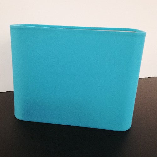 Stoff Lampenschirm türkis E27 32x15 Baumwolle Oval – Lampenschirm Stoff