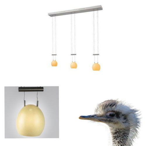 Straußenei Pendelleuchte höhenverstellbar 3 flammig – Pendelleuchte dimmbar, höhenverstellbar