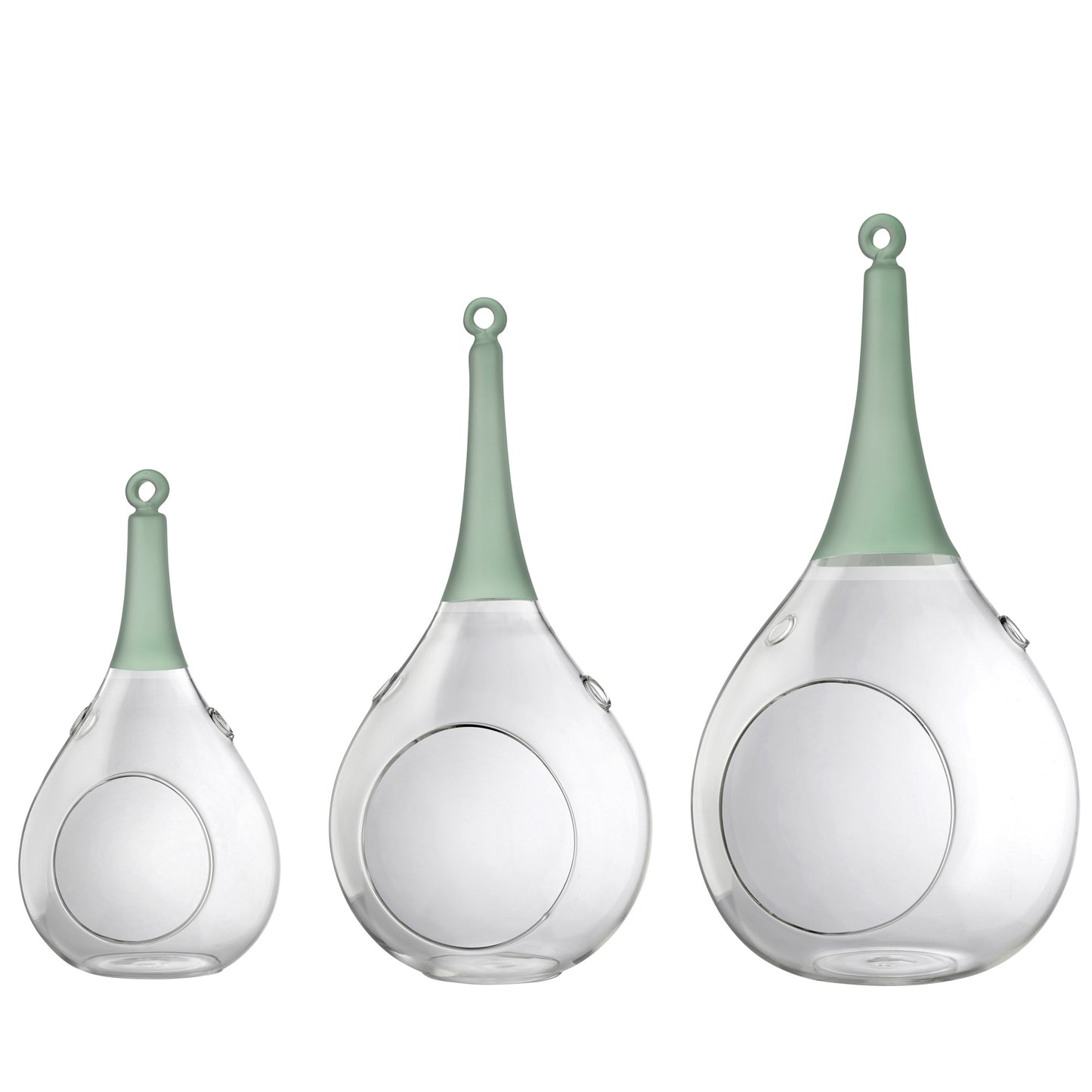 3er Set Taura grün Windlicht zum aufhängen Glas Hängedekoration – Vase / Glasvase / Deko-Vase – stilvolles Wohnaccessoire & D