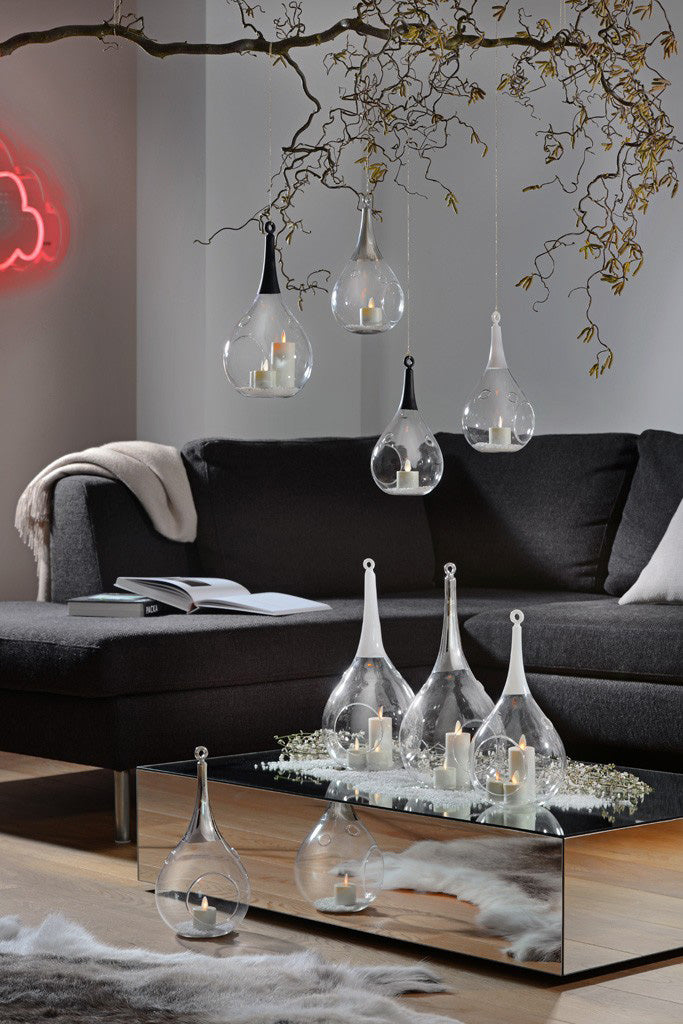 Taura schwarz mittel Windlicht zum aufhängen Glas