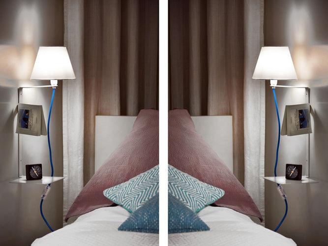 Wandlampe Schlafzimmer mit Ablage Schalter & Kabel blau