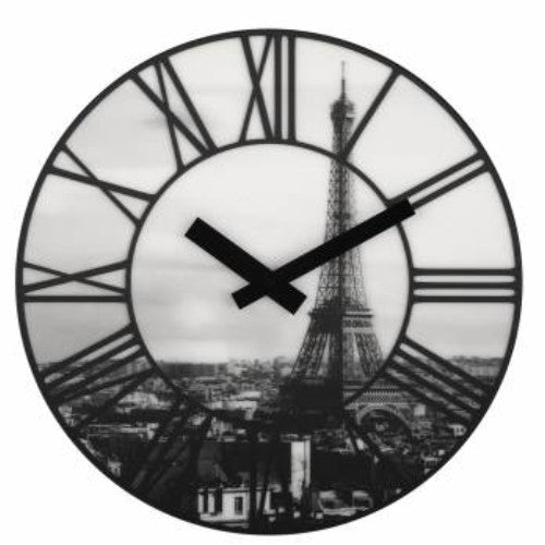 Wanduhr schwarz weiß grau 39cm Paris Romantik 3D römische Ziffern