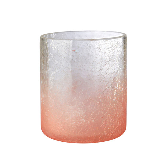 Teelichthalter aus Crush Glas groß pink mit Farbverlauf Glas