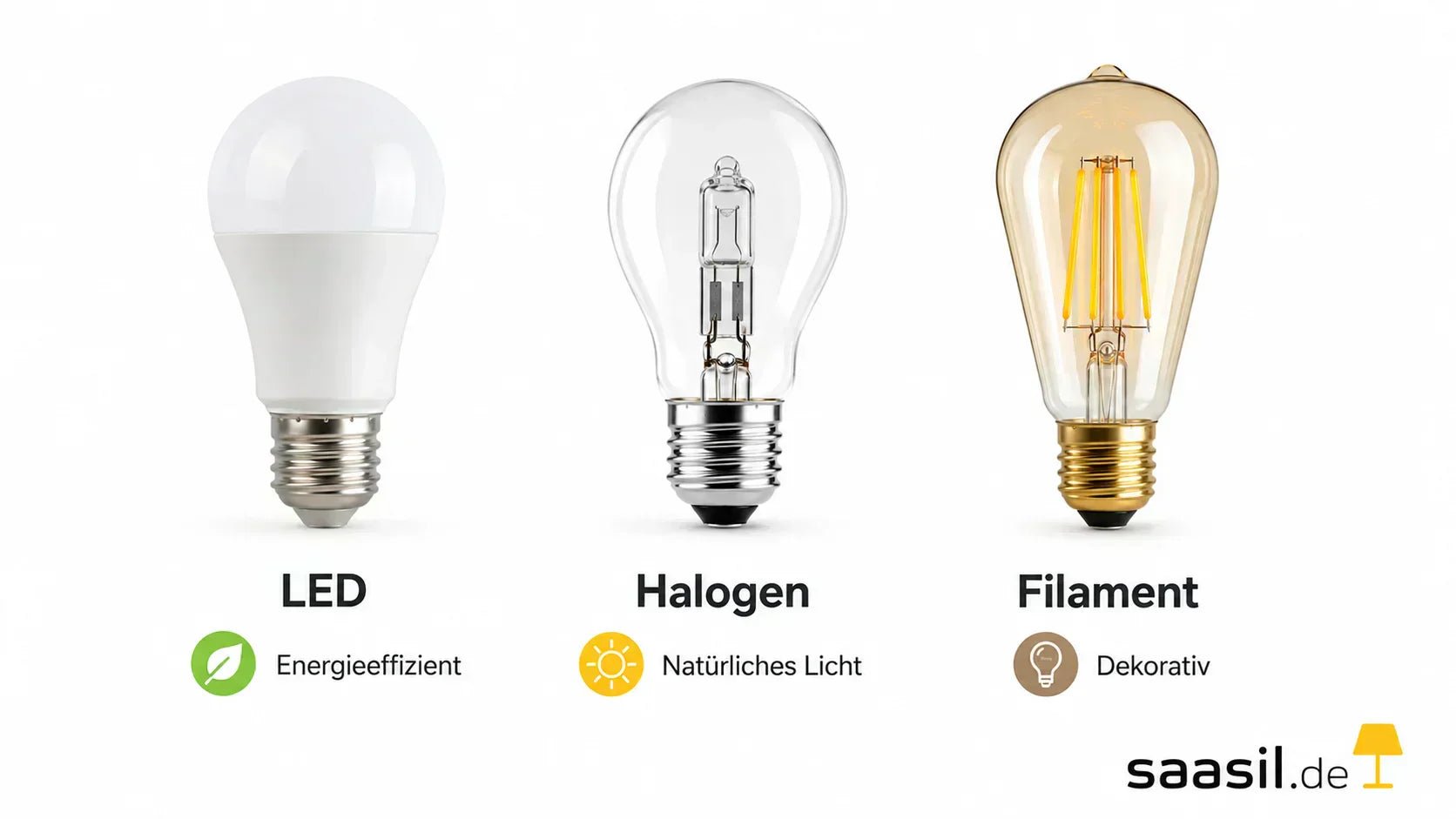 LED, Halogen und Filament Leuchtmittel im Vergleich – Saasil Ratgeber