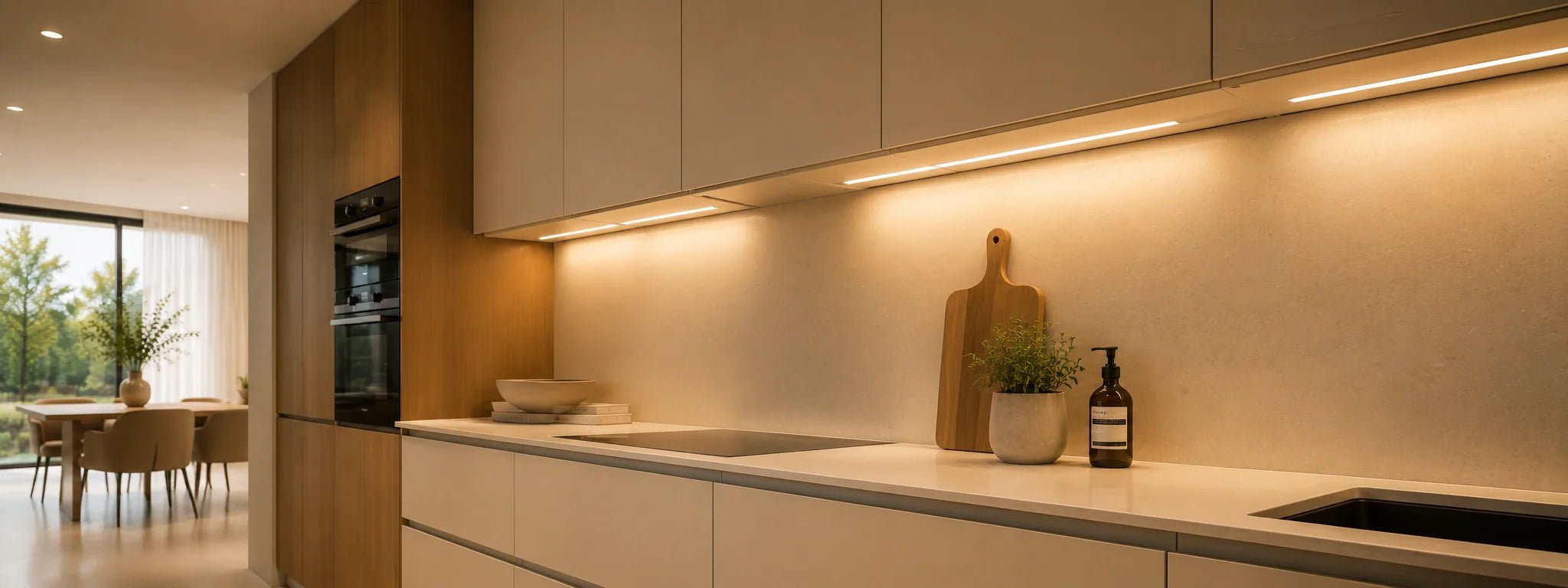 Unterbauleuchten und Küchenleuchten für moderne Arbeitsplattenbeleuchtung mit warmem Licht