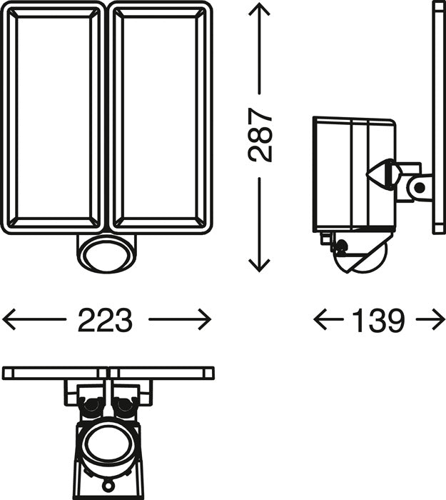 LED Fluter 2flg mit Bewegungssensor im Hochformat für Außen weiß 1200 Lm IP44
