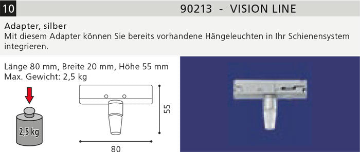 Adapter für Hängeleuchten EGLO Vision Line Schienensystem 90213