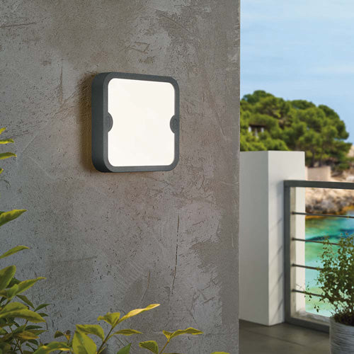 LED Außenwandleuchte Alfena eckig flach anthrazit 10W IP44