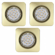 SET 3x LED Einbauleuchte PENETO GU10 5W gold messing eckig 68mm – Einbaustrahler IP20, schwenkbar, dimmbar, 68mm