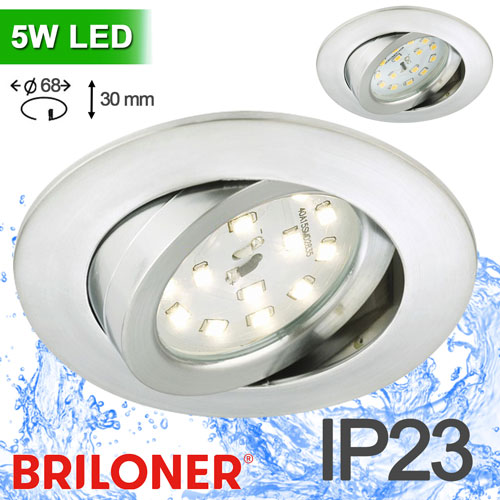 LED Einbau Spot Decke schwenkbar Alu 68mm schwenkbar IP23 – Einbaustrahler IP23, schwenkbar, dimmbar, 68mm