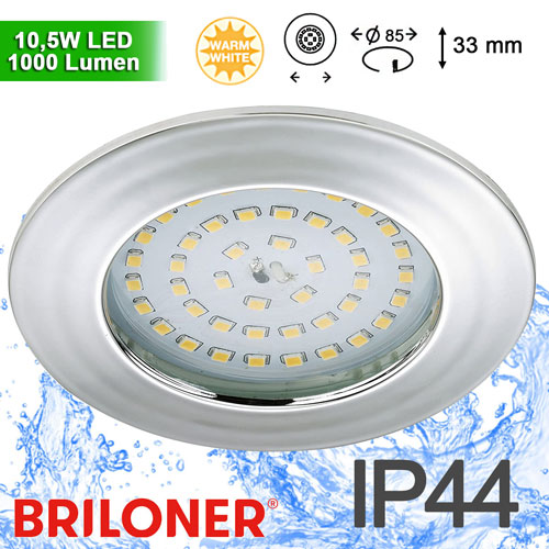 LED Power Spot Einbau 85mm 10,5W IP44 Chrom – Einbaustrahler IP44, dimmbar, 85mm