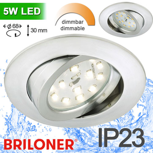 LED Spot 68 mm dimmbar schwenkbar Alu 5,5W schwenkbar – Einbaustrahler IP23, schwenkbar, dimmbar, 68mm