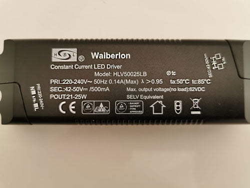 LED-Treiber Waiberlon HLV50025LB Konstantstrom LED Treiber 500mA 21-25W