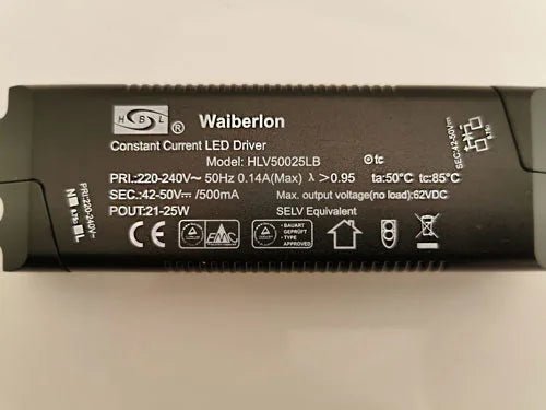 LED-Treiber Waiberlon HLV50025LB Konstantstrom LED Treiber 500mA 21-25W