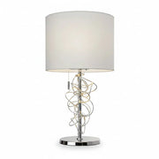 Design Tischlampe Jewel mit Leuchtdraht Stoffschirm weiß