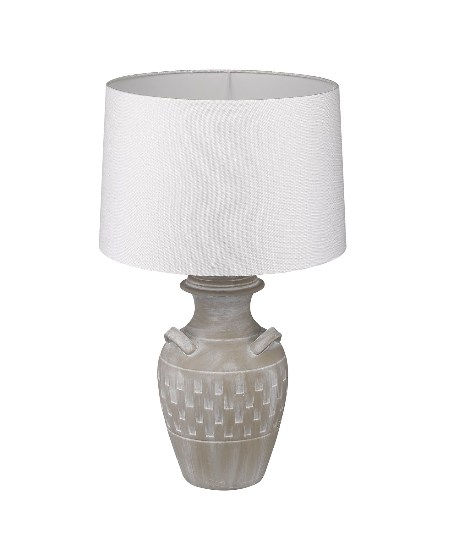 Keramik Hockerleuchte mit Textilschirm, Manica Bianco, weiß