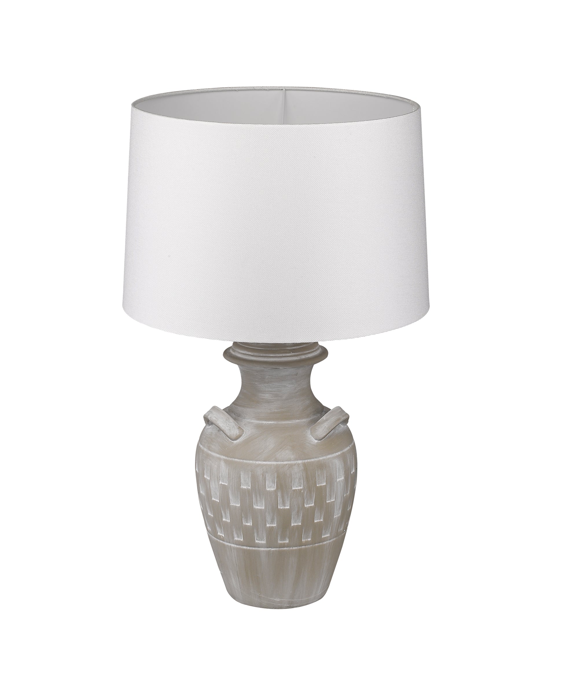 Keramik Hockerleuchte mit Textilschirm, Manica Bianco, weiß