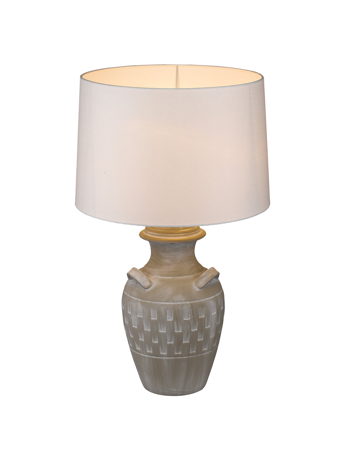 Keramik Hockerleuchte mit Textilschirm, Manica Bianco, weiß