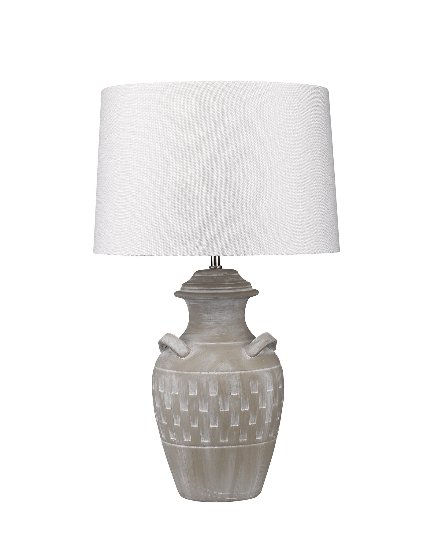 Keramik Hockerleuchte mit Textilschirm, Manica Bianco, weiß