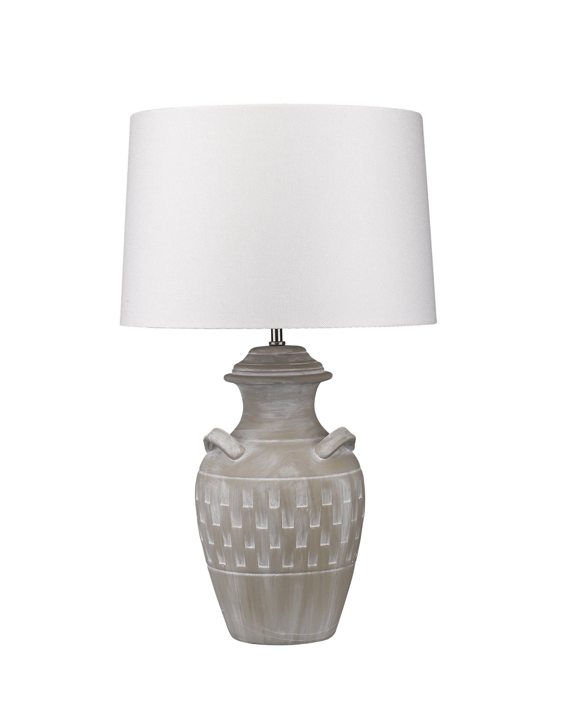 Keramik Hockerleuchte mit Textilschirm, Manica Bianco, weiß