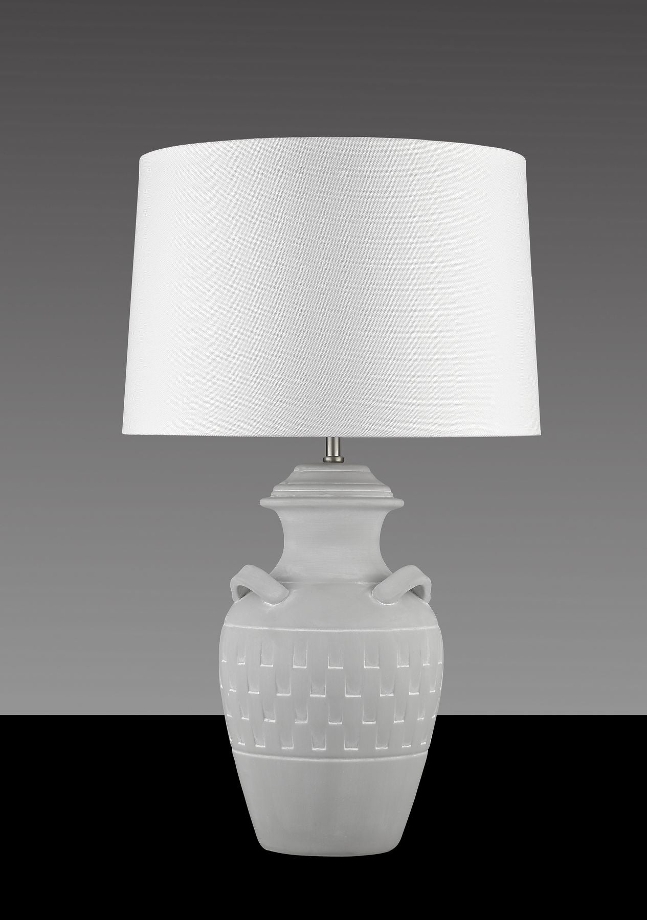 Keramik Hockerleuchte mit Textilschirm, Manica Bianco, weiß