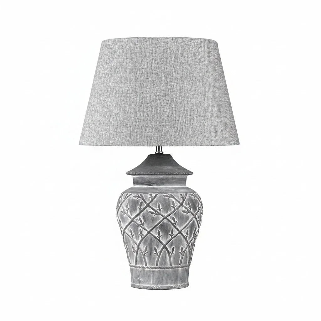 Hockerleuchte FIORE Griggio Beton-Keramik grau Tischlampe