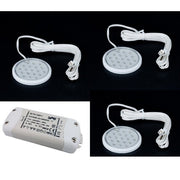 19er 3x1W LED Unterbauleuchte Flach inkl LED Trafo – Einbaustrahler IP20, dimmbar