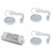 19er 3x1W LED Unterbauleuchte Flach inkl LED Trafo – Einbaustrahler IP20, dimmbar