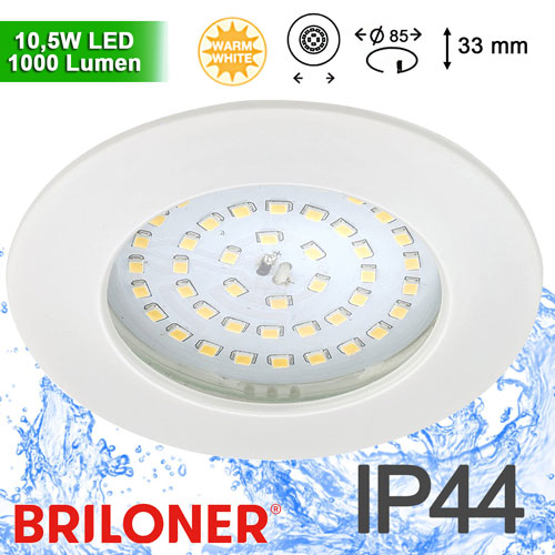 LED Power Spot Einbau 85mm 10,5W IP44 weiß – Einbaustrahler IP44, dimmbar, 85mm