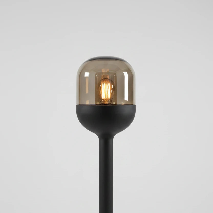 Große Tischlampe Dome schwarz Glas gold Vintage-Look