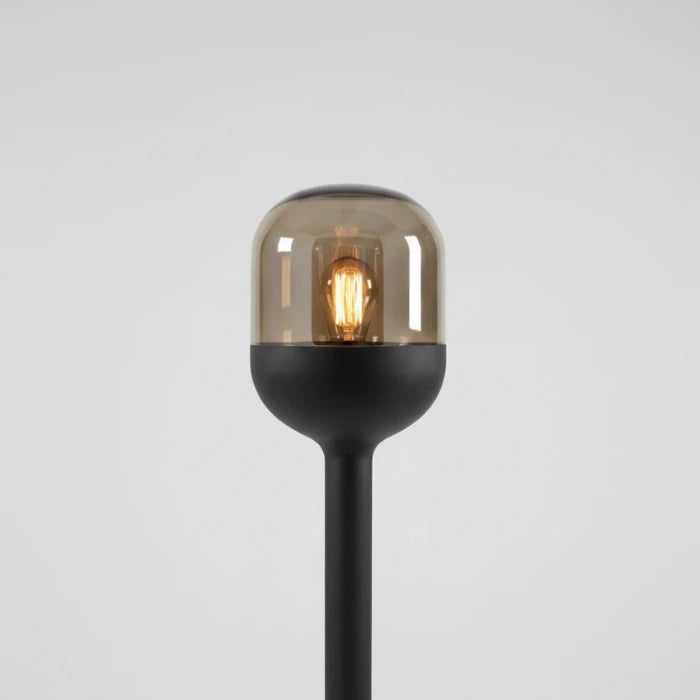 Große Tischlampe Dome schwarz Glas gold Vintage-Look