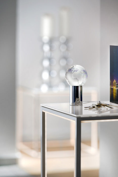 Beleuchteter Glas-Globus 13cm LED Contro World Chrom